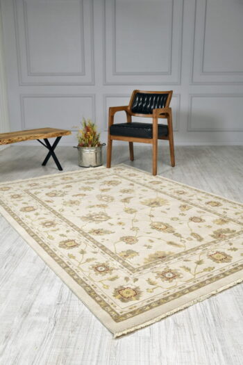 Misya 102 Bej Natürel Yün Özel Tezgah Halısı