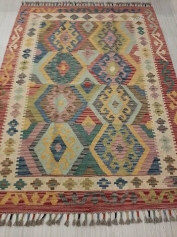 Afgan Otantik 104 El Dokuma Yün Kilim