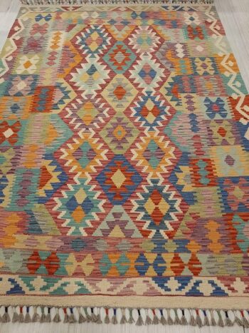 Afgan Otantik 124 El Dokuma Yün Kilim