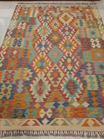 Afgan Otantik 150 El Dokuma Yün Kilim