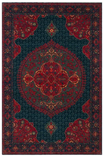 Eko Halı Kadim 03 Navy Anadolu Motifli Yün Özel Tezgah Halısı