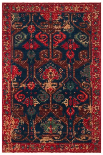 Eko Halı Kadim 05 Red Vintage Desenli Yün Özel Tezgah Halısı