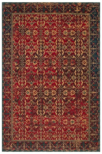 Eko Halı Kadim 09 Red Vintage Desenli Yün Özel Tezgah Halısı