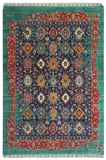 Eko Halı Harem 04 Blue Otantik Desenli Yün Dokuma Özel Tezgah Halısı