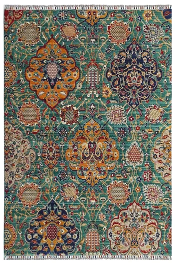 Eko Halı Harem 05 Aqua Otantik Desenli Yün Dokuma Özel Tezgah Halısı