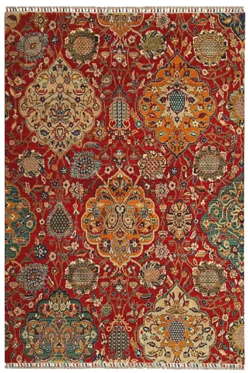 Eko Halı Harem 05 Red Otantik Desenli Yün Dokuma Özel Tezgah Halısı