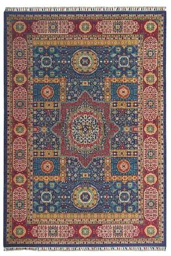 Eko Halı Harem 06 Blue Otantik Desenli Yün Dokuma Özel Tezgah Halısı