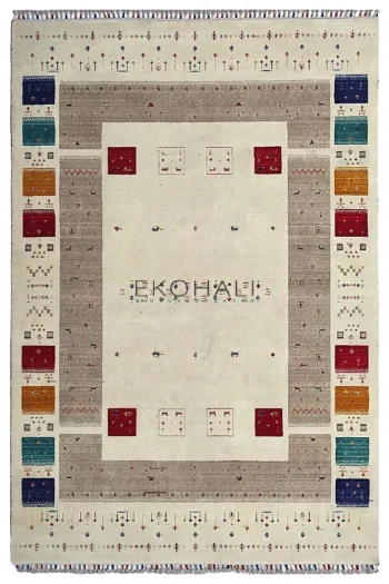 Eko Halı Harem 08 Cream Otantik Desenli Yün Dokuma Özel Tezgah Halısı