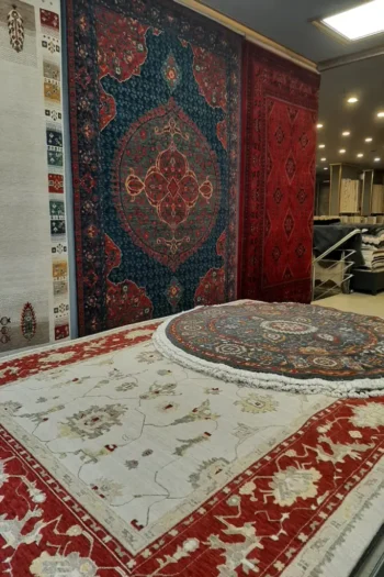 Misya 103 Bej Kırmızı Yün Özel Tezgah Halısı