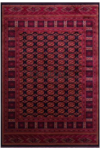 Eko Halı Herat 03 Navy Nostaljik Afgan Desenli İnce Makine Halısı