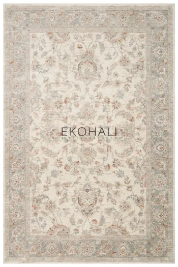 Eko Halı Efes 04 Cream Grey XW Klasik Uşak Desenli Makine Halısı